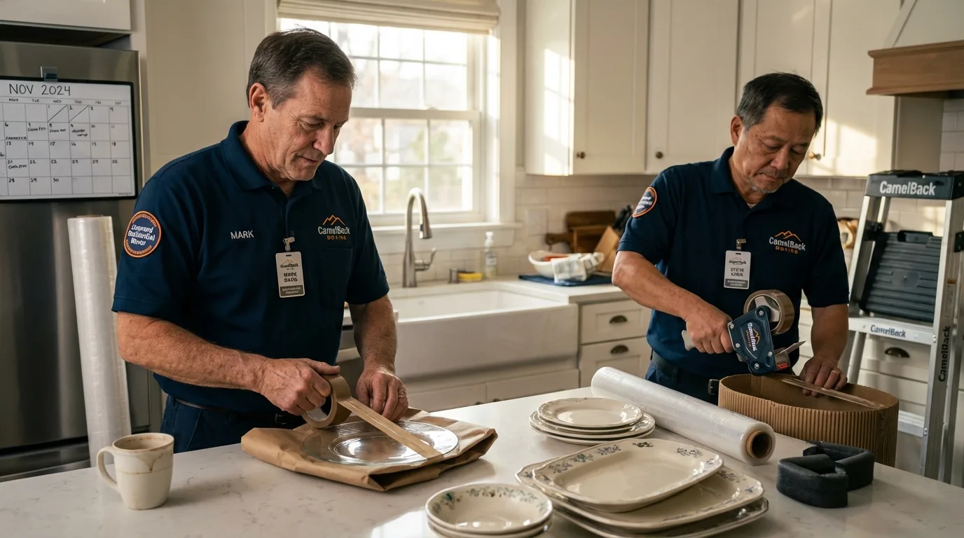 Professional crew packing kitchen dishware in Vernon, TX